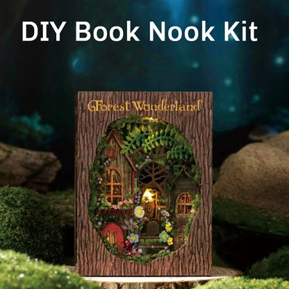 DIY Book Nook Kit With 3D Puzzle Model Building Wooden Bookshelf Bookend Toy Halloween Christmas Birthday Gift