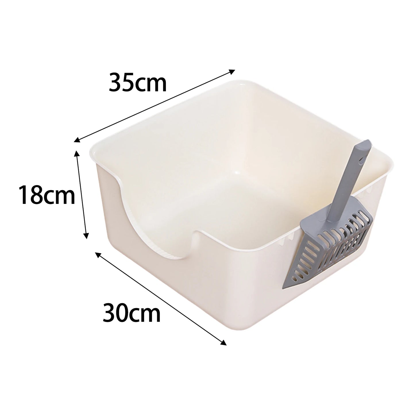 Open Top Cat Litter Tray - High-Sided Anti-Splash Pan for Small Cats