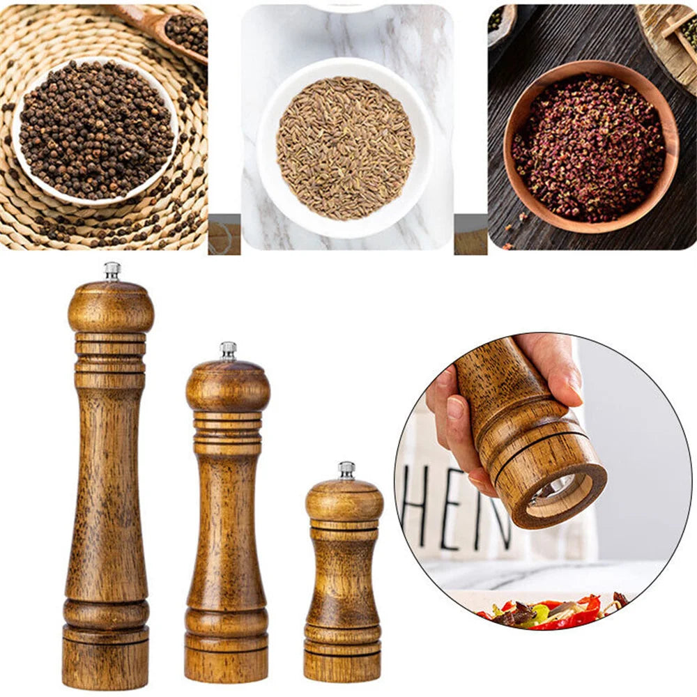 Wooden Salt & Pepper Grinder - 5-10 Inch Mill with Ceramic Rotor