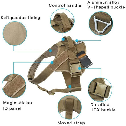 Tactical Dog Harness - Adjustable Nylon Vest for Medium & Large Dogs