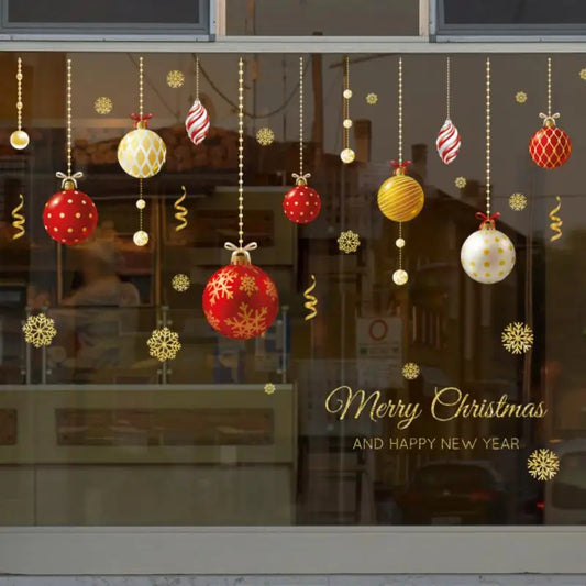 Christmas Window Stickers - Xmas Ball & Wall Ornaments for Holiday Decor