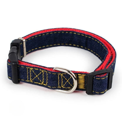 Personalized Denim Pet Collar - Adjustable for Big Dogs & Cats