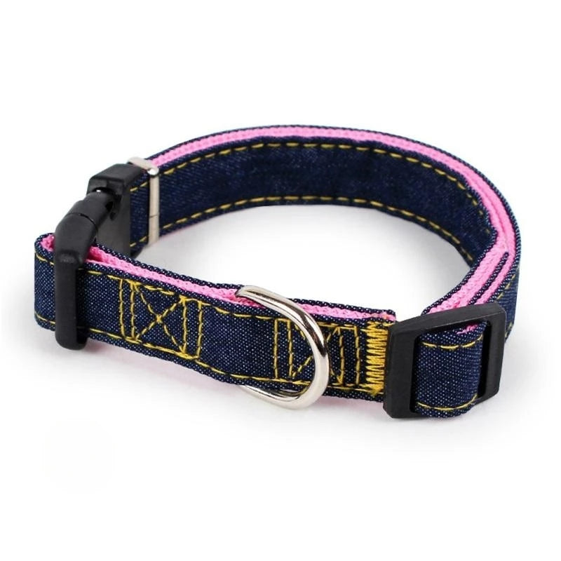 Personalized Denim Pet Collar - Adjustable for Big Dogs & Cats