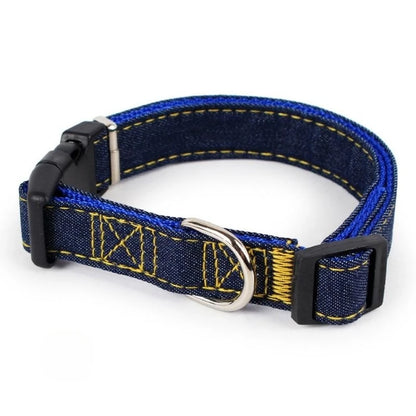 Personalized Denim Pet Collar - Adjustable for Big Dogs & Cats