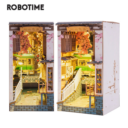 Robotime Rolife Book Nooks Series Stories in Books 4 Kinds DIY Wooden Miniature House Furniture Sakura Densya TGB01 Dropshipping