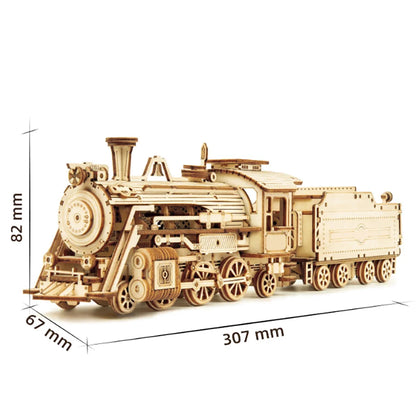 Locomotive 3D Car Wooden Puzzle Scale Model,DIY Model Kit, Handcraft Gift,Home Decoration,Mechanical Model Kit, Building Toy