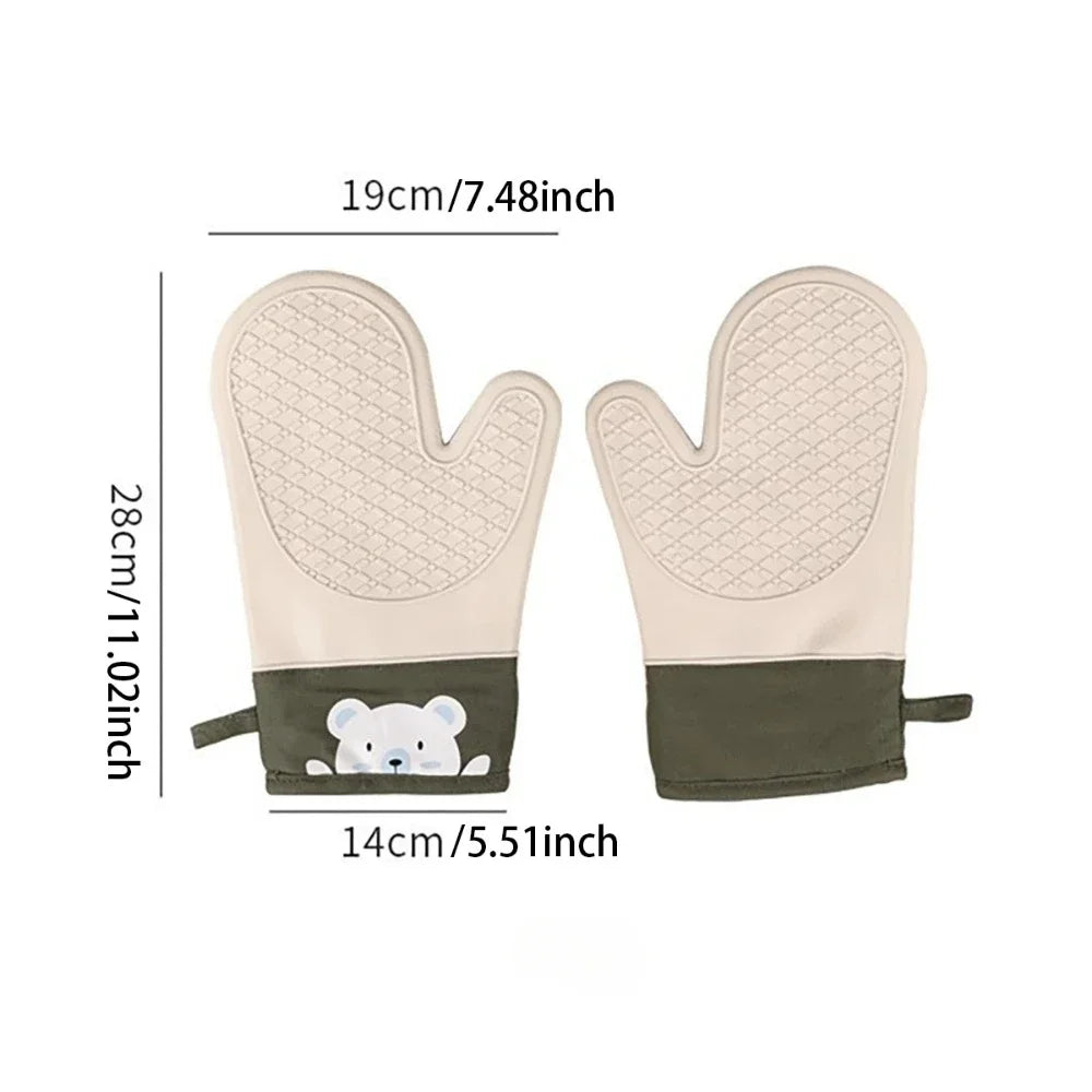 Silicone Oven Gloves - Heat Resistant, Non-Slip Kitchen Mittens