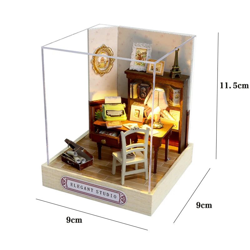 DIY 3D Puzzles Wooden Toy Miniature Dollhouse Handmade Doll House Model Building Kits Coffee House Toys For Children Gifts