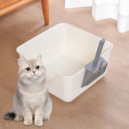 Open Top Cat Litter Tray - High-Sided Anti-Splash Pan for Small Cats