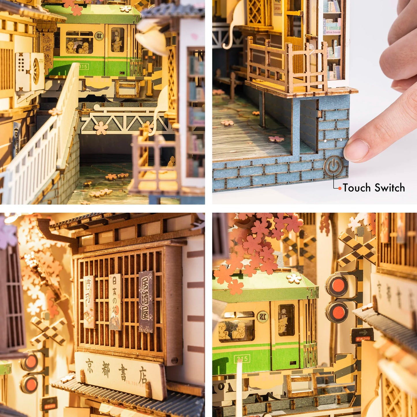 Robotime Rolife Book Nooks Series Stories in Books 4 Kinds DIY Wooden Miniature House Furniture Sakura Densya TGB01 Dropshipping