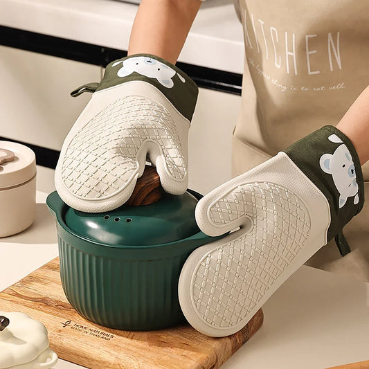 Silicone Oven Gloves - Heat Resistant, Non-Slip Kitchen Mittens